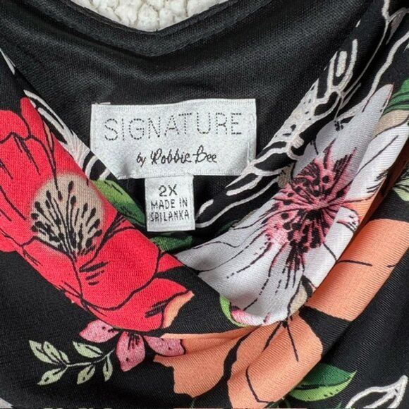 ROBBIE BEE Womens Plus Size Floral-Print Cowlneck Midi Dress, Size  2X - Picture 2 of 5